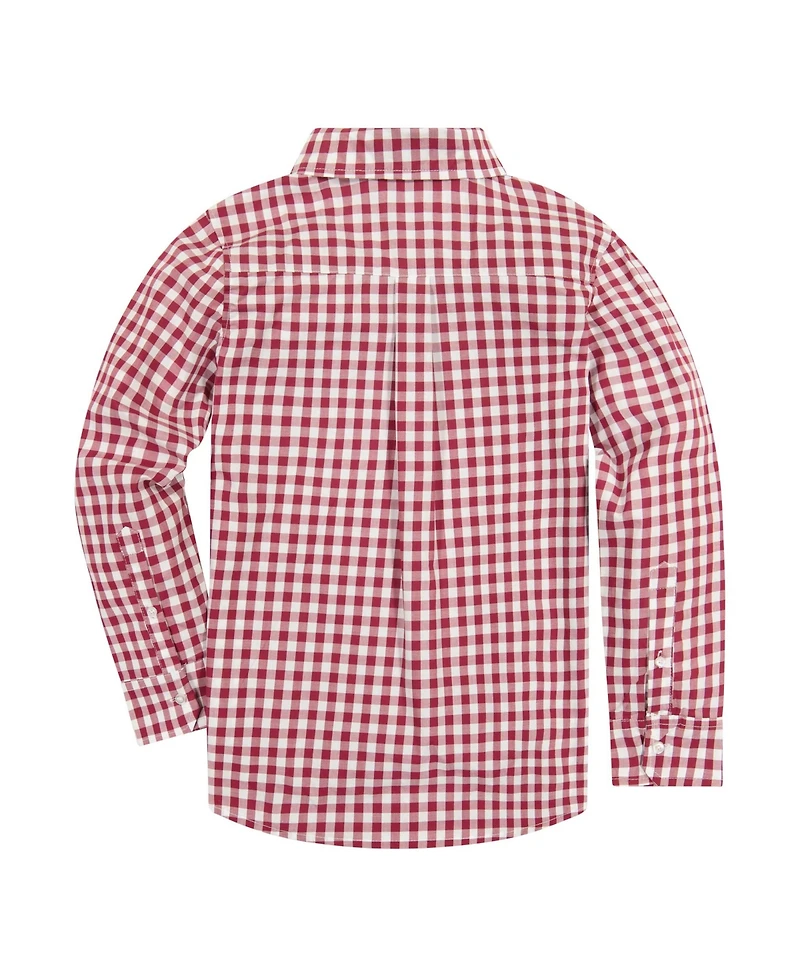 Andy & Evan Big Boys Maroon Gingham Classic Button-down Shirt