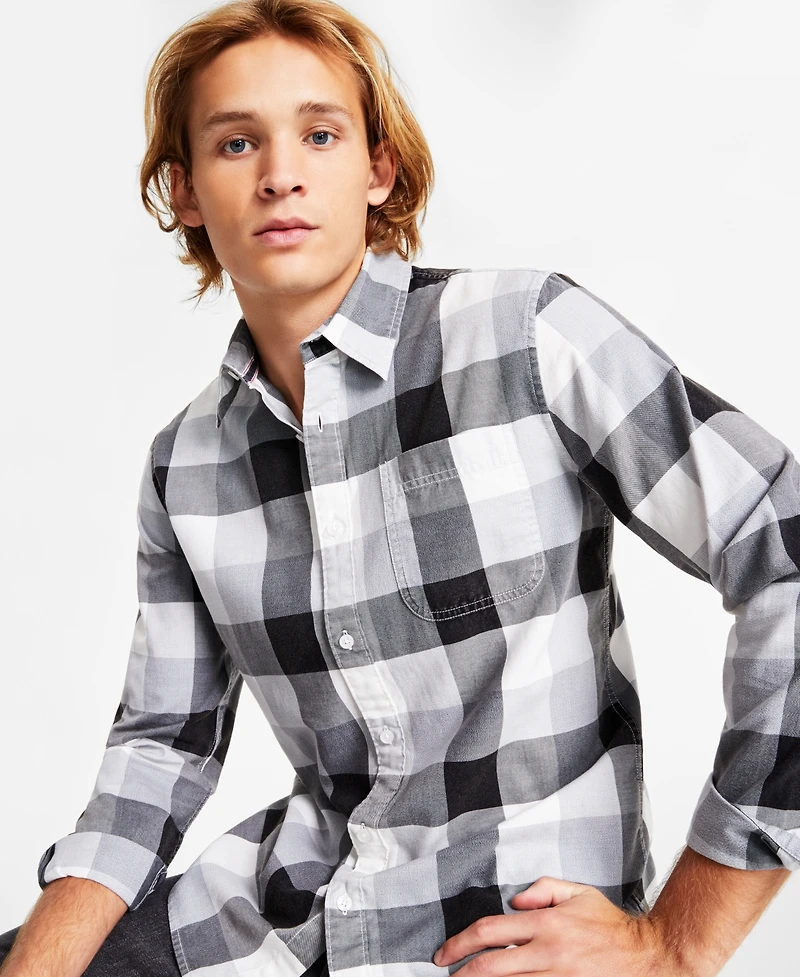 Sun + Stone Men's Burke Regular-Fit Plaid Button-Down Shirt, Created for Macy's