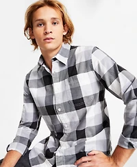 Sun + Stone Men's Burke Regular-Fit Plaid Button-Down Shirt, Created for Macy's