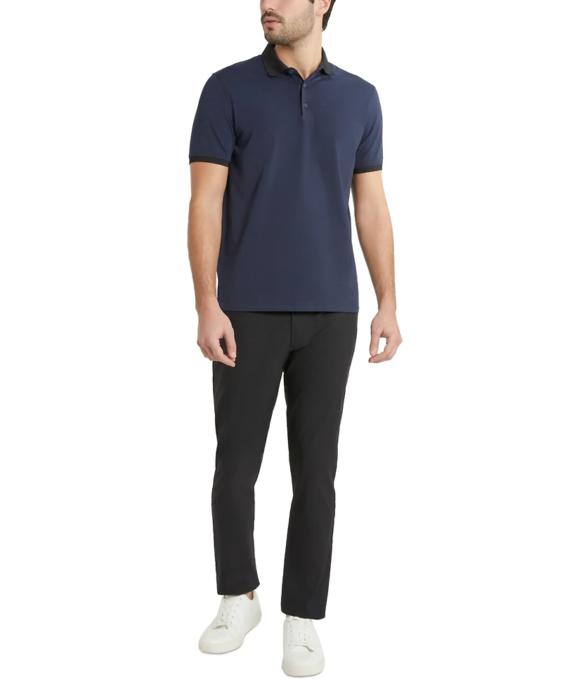Kenneth Cole Men's Solid Button Placket Polo Shirt