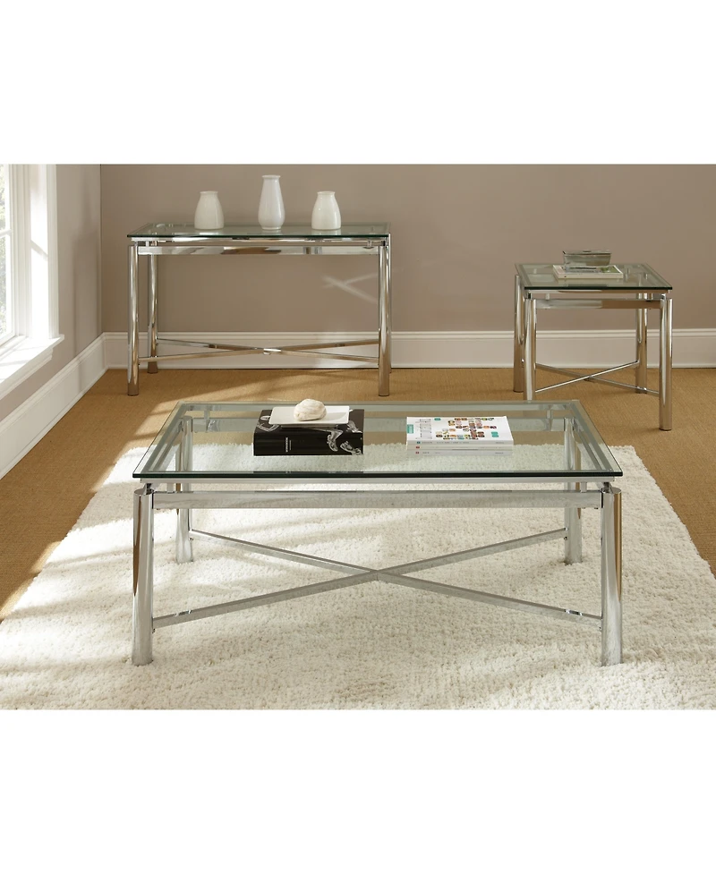Steve Silver Nova 24" Glass and Chrome End Table