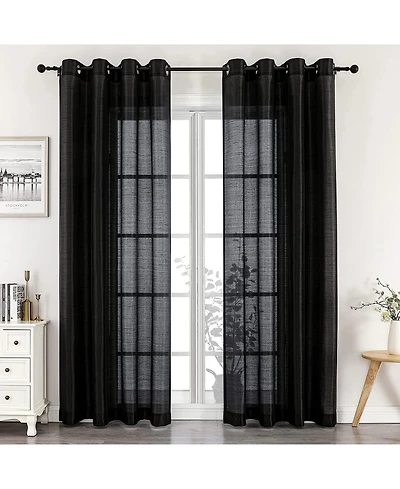 Kate Aurora Home Living 2 Piece Lightweight Basic Sheer Grommet Top Curtain Panels