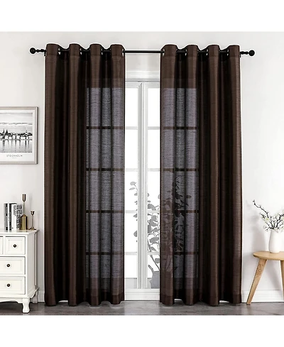 Kate Aurora Home Living 2 Piece Lightweight Basic Sheer Grommet Top Curtain Panels