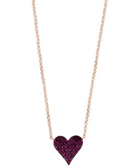 Effy Collection Emerald Ruby Pave Heart Pendant Necklace Collection In 14k Gold Rose Gold