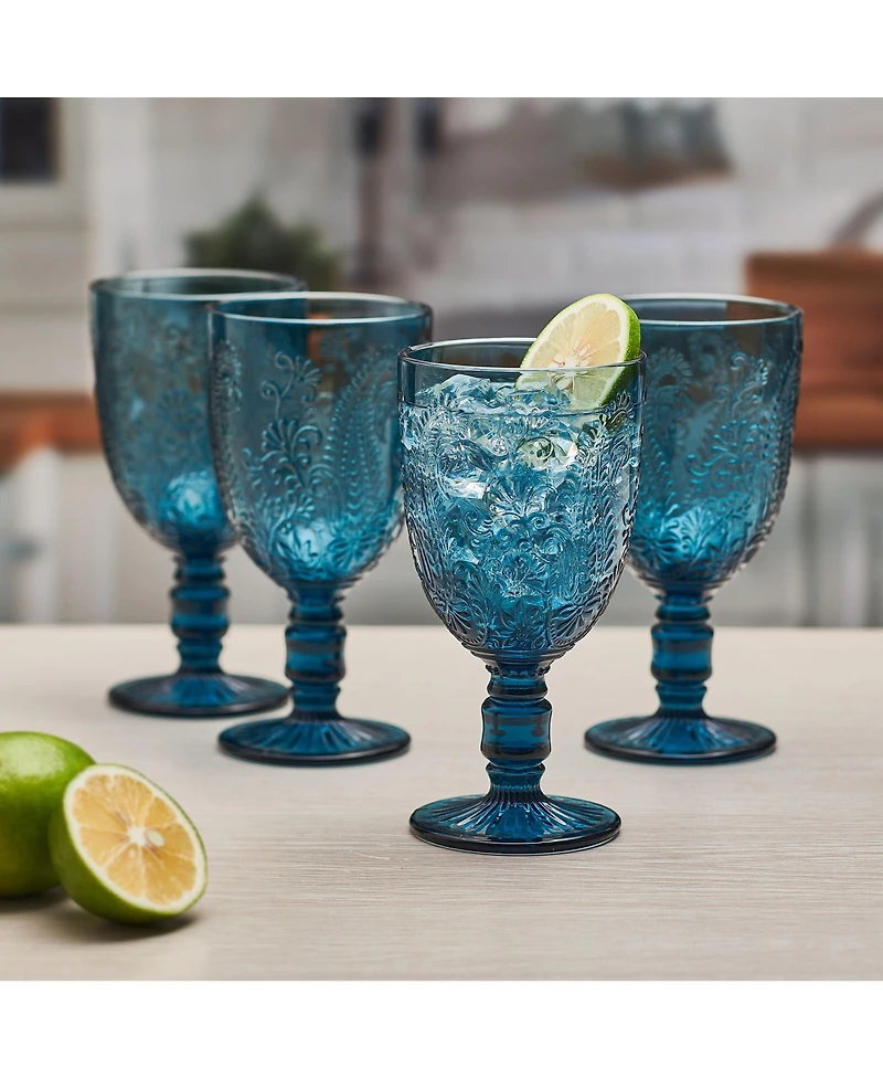 Fitz and Floyd Maddi 10-oz Goblet Glasses 4-Piece Set