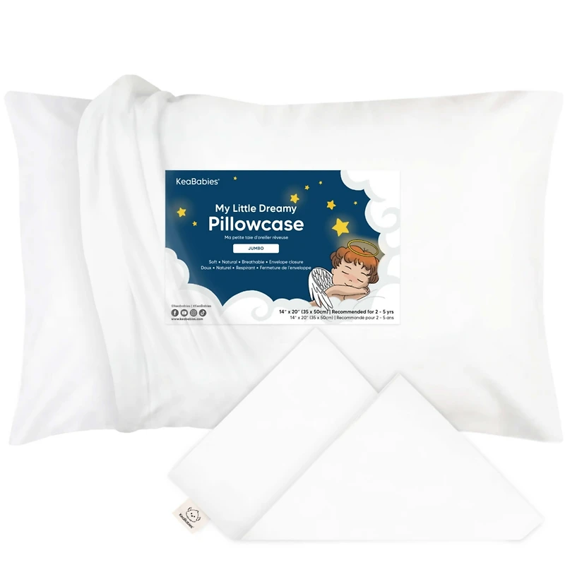 KeaBabies Toddler Pillowcase for 14X20 Pillow, Organic Pillow Case, Travel Pillow Case Cover