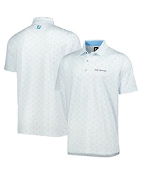 Men's FootJoy White, Light Blue The Players Allover Print ProDry Polo Shirt