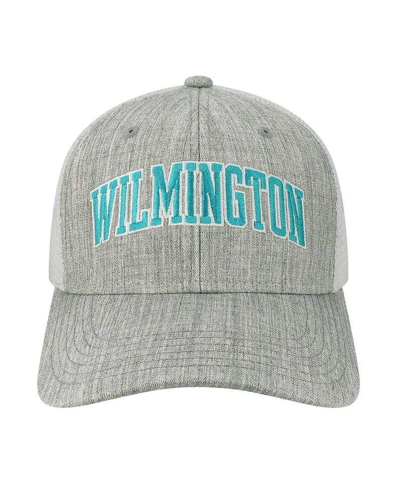 Men's Heather Gray, White Unc Wilmington Seahawks Arch Trucker Snapback Hat