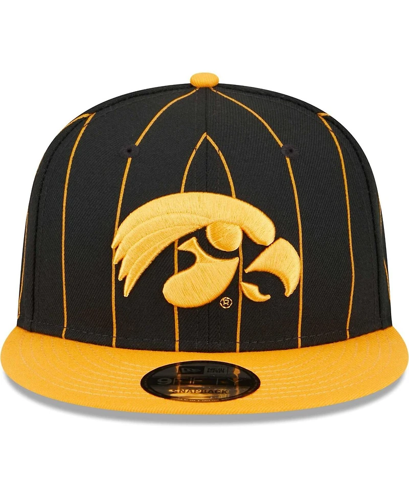 Men's New Era Black, Gold Iowa Hawkeyes Vintage-Like 9FIFTY Snapback Hat