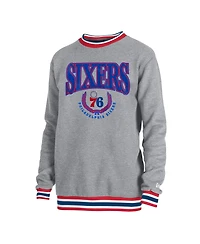 Men's and Women's New Era Gray Philadelphia 76Ers Vintage-Like Throwback Crew Sweatshirt