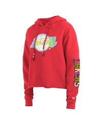 Women's New Era Red Los Angeles Lakers Color Pack Cropped Top Pullover Hoodie