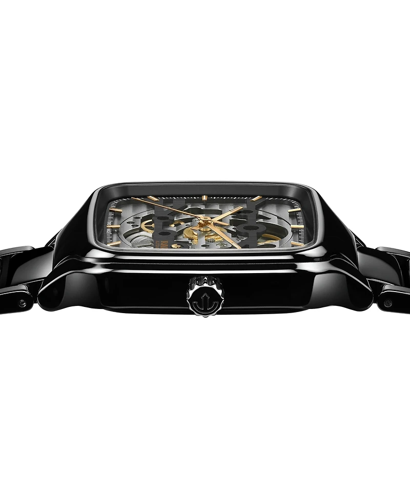 Rado Unisex Swiss Automatic True Square Skeleton Black High-Tech Ceramic Bracelet Watch 38mm