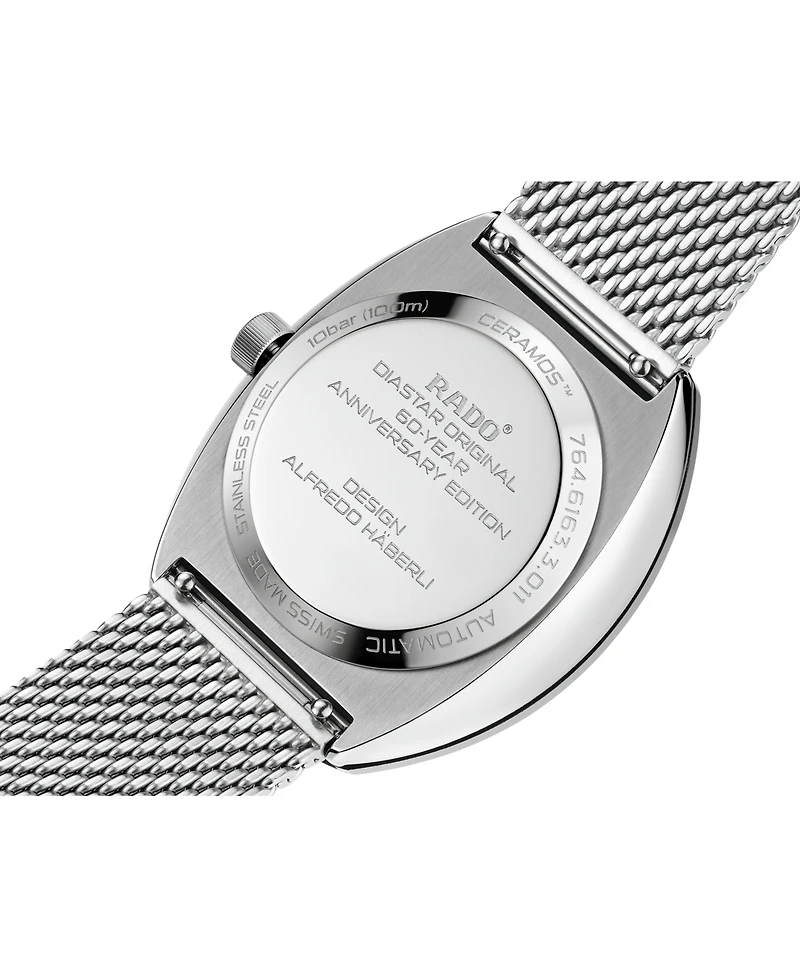 Rado Unisex Swiss Automatic DiaStar Original 60th Anniversary Edition Stainless Steel Mesh Bracelet Watch 38mm