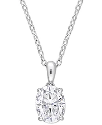 Moissanite Oval Solitaire 18" Pendant Necklace (2 ct. t.w.) in Sterling Silver