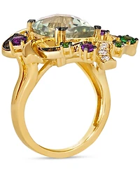 Le Vian Crazy Collection Multi-Gemstone (5-1/3 ct. t.w.) & Diamond (3/8 ct. t.w.) Swirling Cluster Statement Ring in 14k Gold