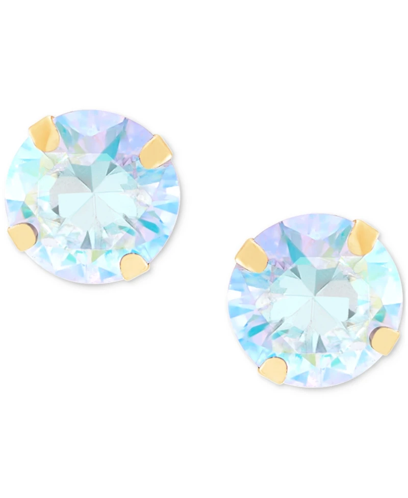Children's Iridescent Cubic Zirconia Screwback Stud Earrings in 14k Gold