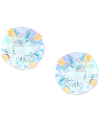 Children's Iridescent Cubic Zirconia Screwback Stud Earrings in 14k Gold