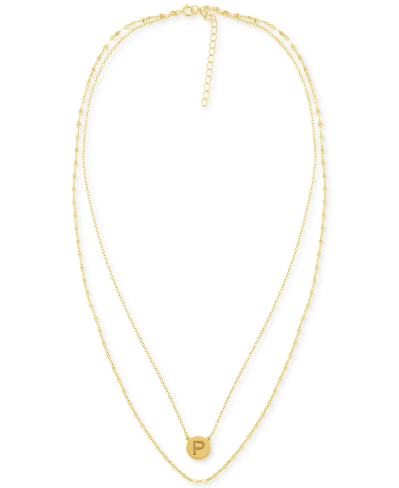 Initial Disc Layered Pendant Necklace in 18k Gold-Plated Sterling Silver, Created for Macy's