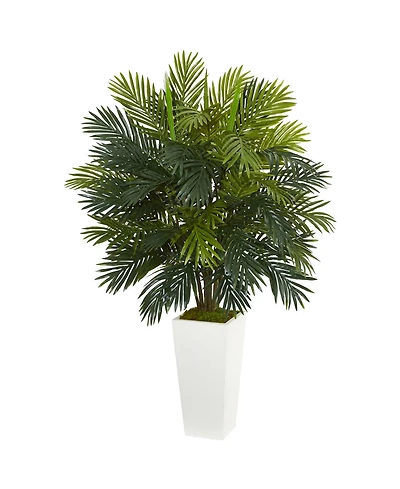 Nearly Natural 45" Areca Palm Artificial Plant in White Tower Planter