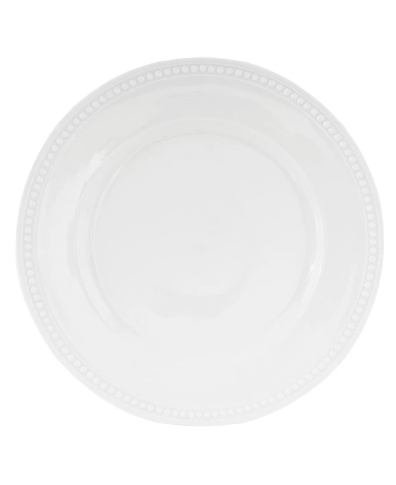 Fitz and Floyd Everyday Whiteware Beaded Dinner Plate 4 Piece Set