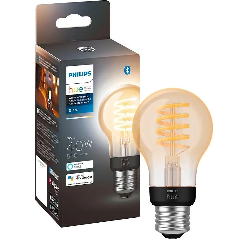 Philips Hue Filament A19 Bluetooth Smart Led Bulb - White Ambiance