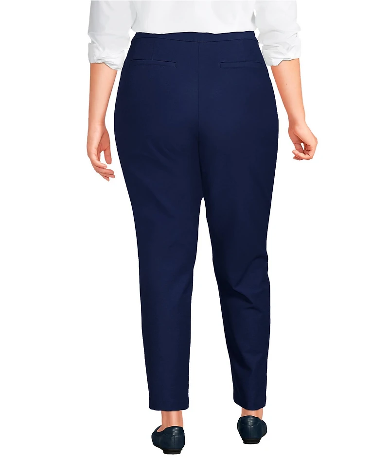Lands' End Women's Plus High Rise Bi Stretch Pintuck Pencil Ankle Pants