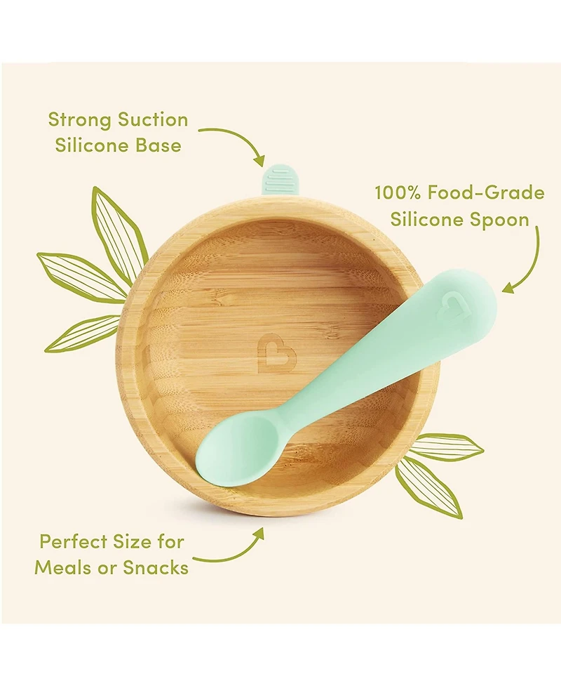 Munchkin Toddler Bamboo Stay Put Suction Bowl and Silicone Spoon
