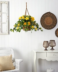 Nearly Natural Hibiscus Artificial Plant Hanging Basket