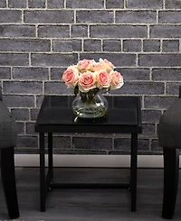 Nearly Natural Pink Rose Artificial Arrangement with Vase