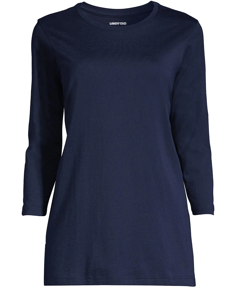 Lands' End Women's Plus 3/4 Sleeve Cotton Supima Crewneck Tunic