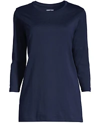 Lands' End Women's Plus 3/4 Sleeve Cotton Supima Crewneck Tunic