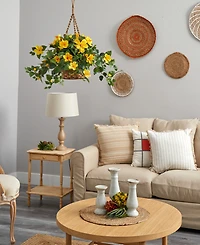 Nearly Natural Hibiscus Artificial Plant Hanging Basket