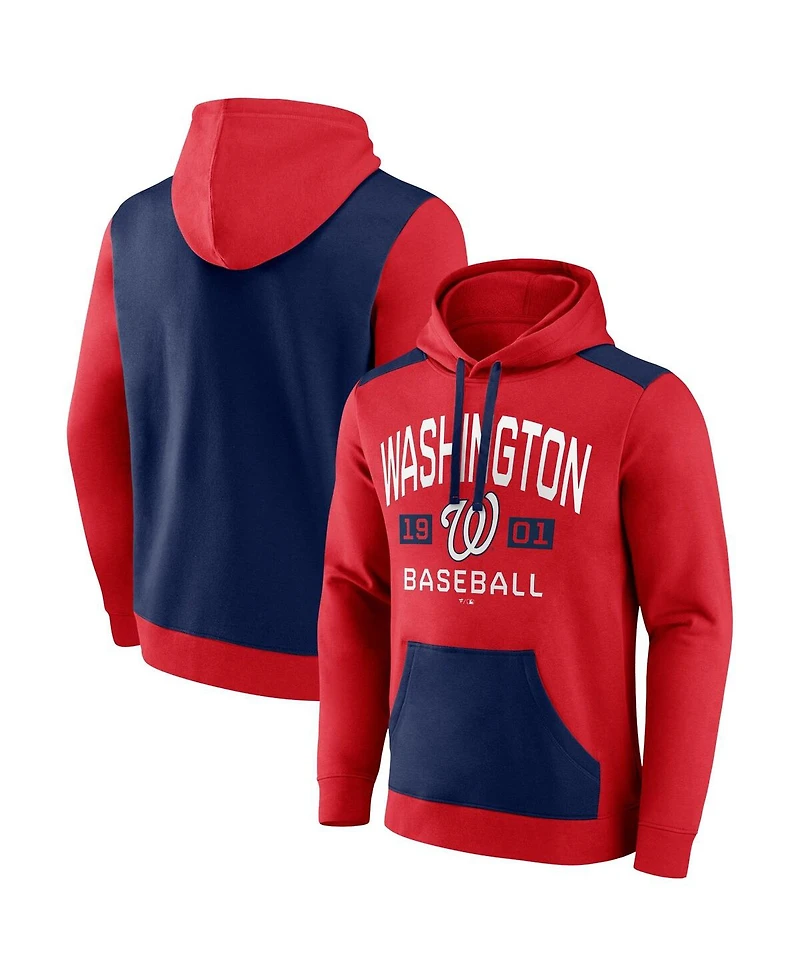 Men's Fanatics Red, Navy Washington Nationals Chip Team Pullover Hoodie