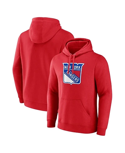 Men's Fanatics Red New York Rangers Primary Logo Pullover Hoodie