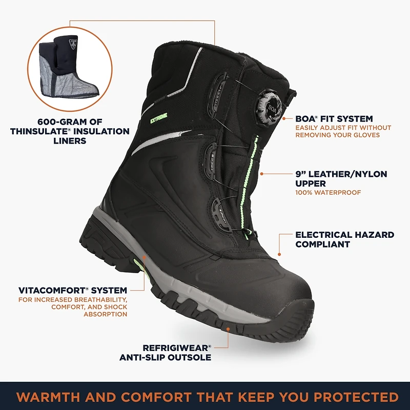 RefrigiWear Men's Extreme Pac Boot - Waterproof, Anti-Slip, Boa Fit System, -60°F Comfort Rating