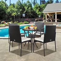 4PCS Patio Wicker Rattan Dining Chairs Cushioned Seats Armrest Garden