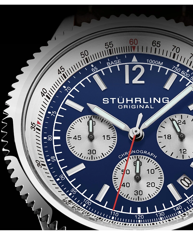 Stuhrling Turbine 4015 Men s Chronograph Watch – 44mm Quartz Movement, Tachymeter Bezel, Aviation-Inspired Design