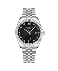 Stuhrling Women's Symphony Silver-tone Stainless Steel , Black Dial , 45mm Round Watch
