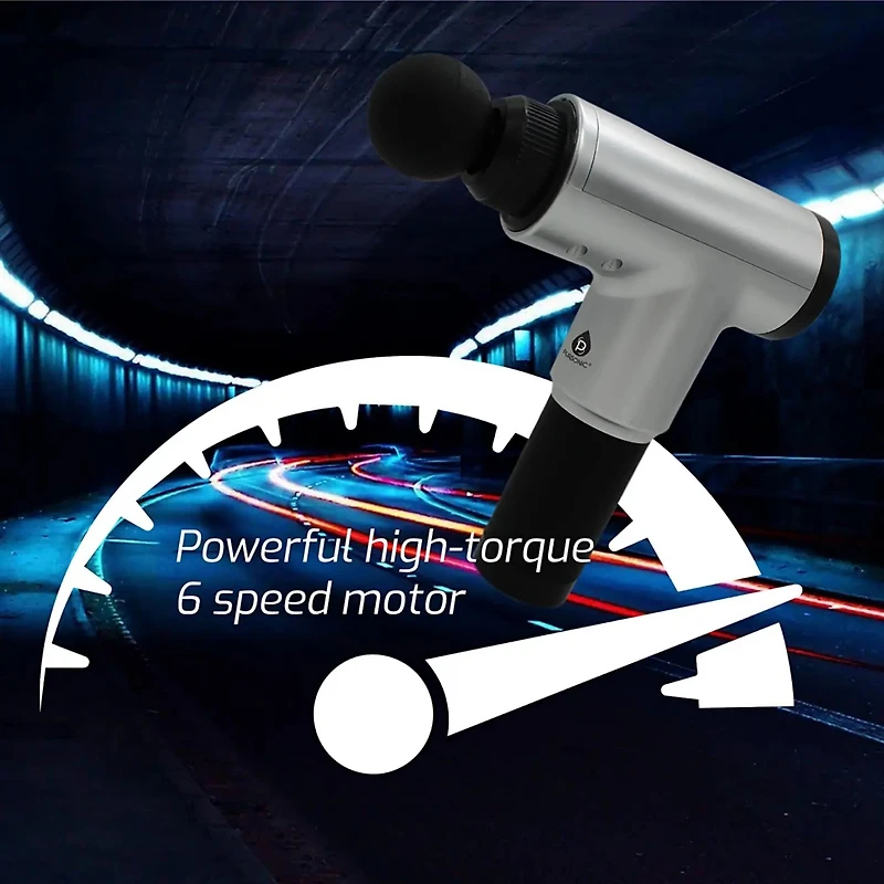 Pursonic Deep Tissue Massage Gun: Cordless, rechargeable, 6-speed massager for deep muscle relief. 3-hour battery life.