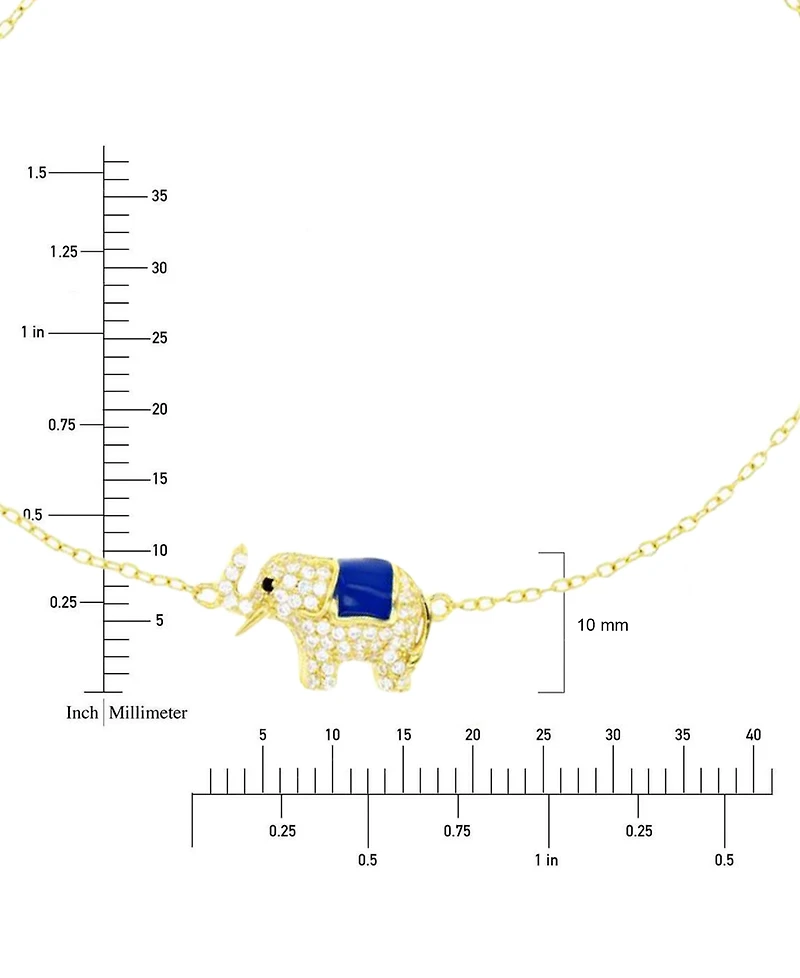 Cubic Zirconia & Enamel Raised Trunk Elephant Bolo Bracelet
