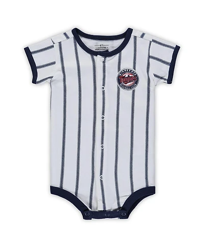 Newborn Boys and Girls White, Navy Minnesota Twins Power Hitter Short Sleeve Bodysuit