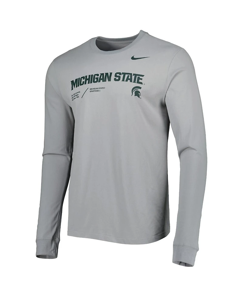 Men's Nike Gray Michigan State Spartans Team Practice Performance Long Sleeve T-shirt