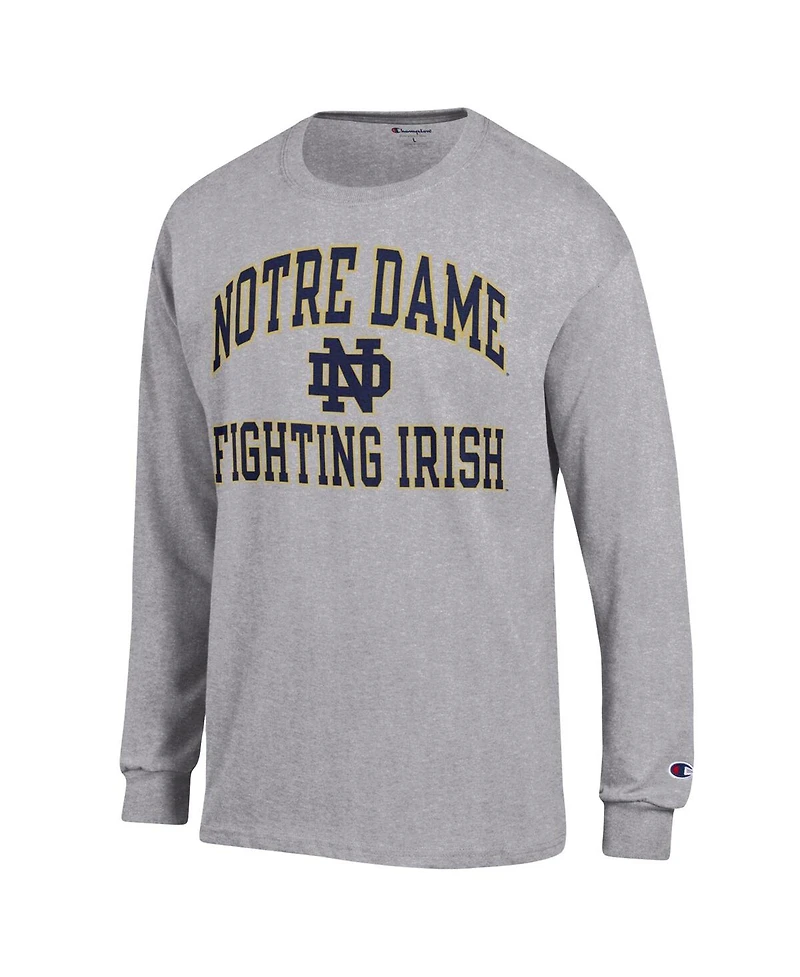 Men's Champion Heather Gray Notre Dame Fighting Irish High Motor Long Sleeve T-shirt