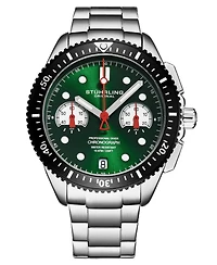 Stuhrling Men's Monaco Silver-tone Stainless Steel, Green Dial, 47mm Round Watch