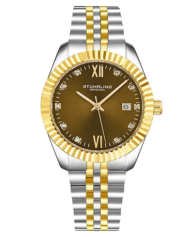 Stuhrling Women's Symphony Two-Tone Stainless Steel, Gold-Tone Dial, 45mm Round Watch