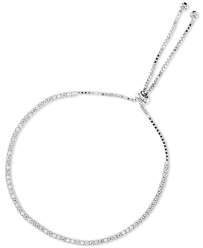 Cubic Zirconia Box Link Bolo Bracelet