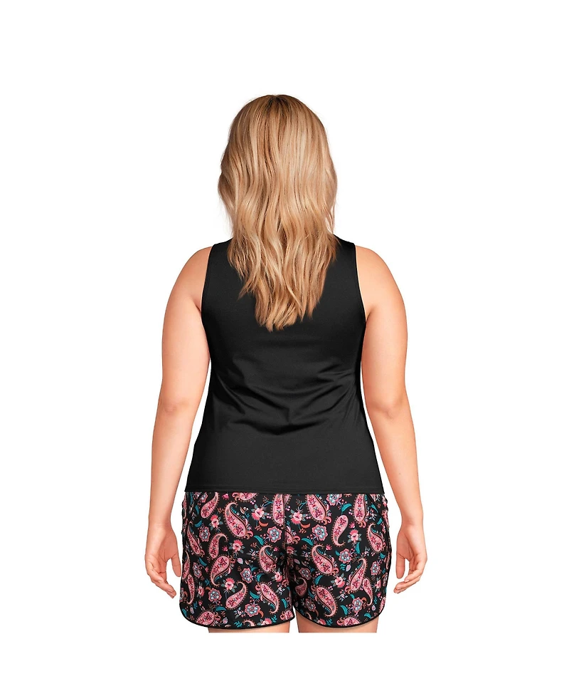 Lands' End Plus Size Long High Neck Upf 50 Modest Tankini Swimsuit Top