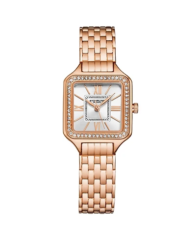 Stuhrling Confidant 4020 Women s Square Watch – Quartz Movement, 27mm Case, Crystal-Accented Bezel