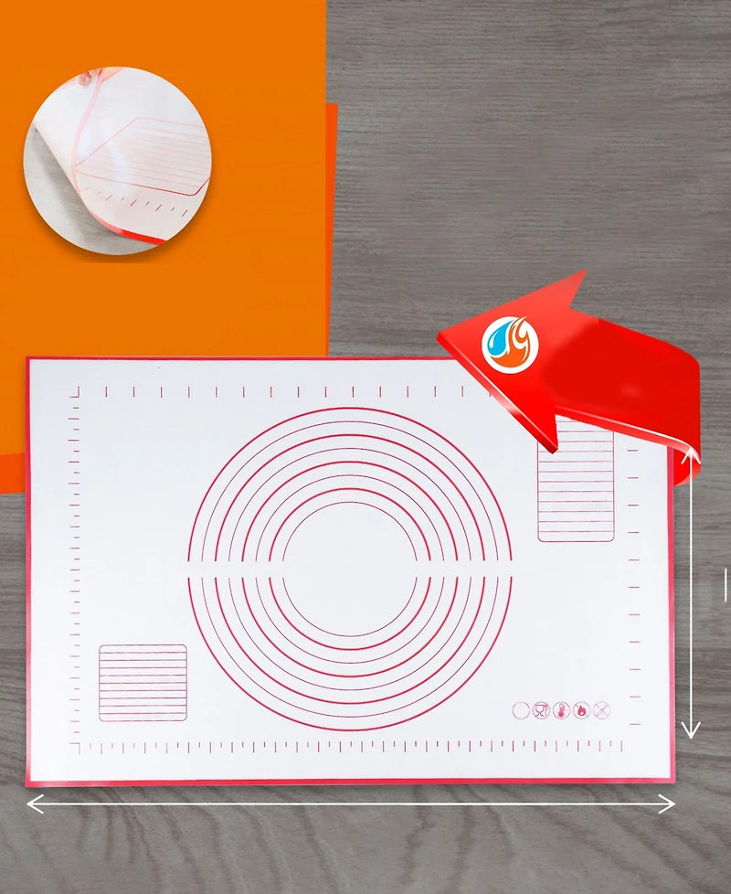Cheer Collection 2 Pack Dough Pastry Baking Mat, 16" x 24"