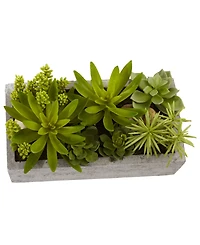 Nearly Natural Artificial Succulent Garden with Concrete Planter